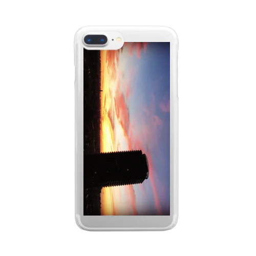 空、サンライズ、サンセット、朝焼け、夕焼け Clear Smartphone Case