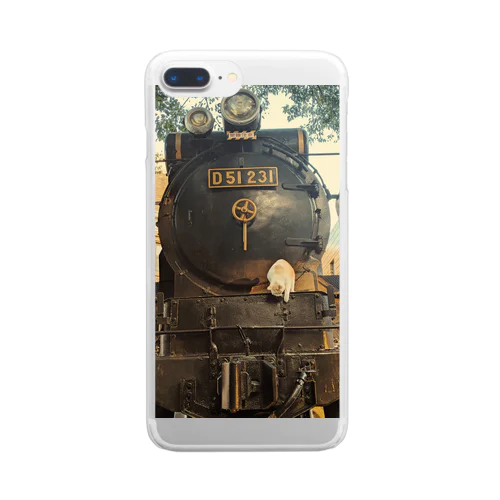 機関車と猫 Clear Smartphone Case