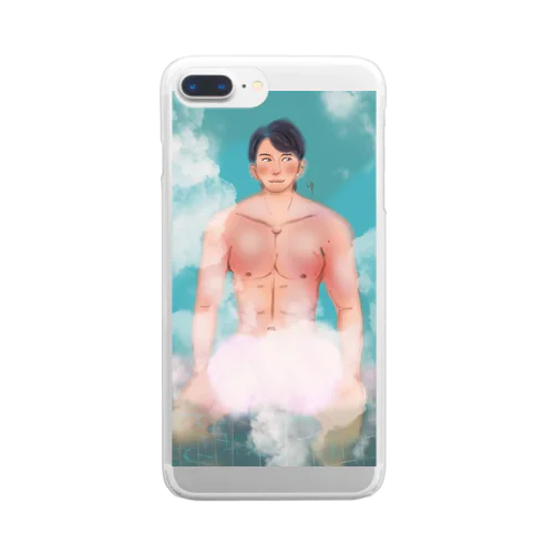 湯煙の中の男 Clear Smartphone Case