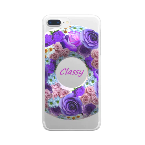 薔薇のリース　パープル　 Classy クリアスマホケース