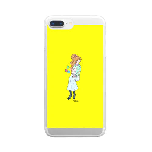 女の子と猫 Clear Smartphone Case