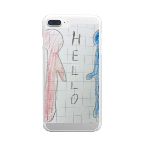 赤と青 こんにちは Clear Smartphone Case