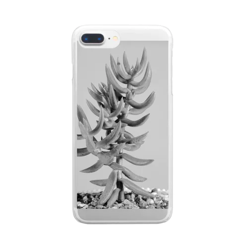 多肉植物B Black and white Clear Smartphone Case