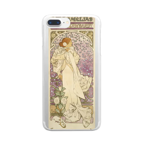 「LA. DAME. / AUX. CAMELIAS / SARAH BERNHARDT」  Mucha, Alphonse／Paris Musées クリアスマホケース