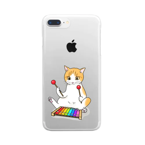 木琴を叩く猫 Clear Smartphone Case