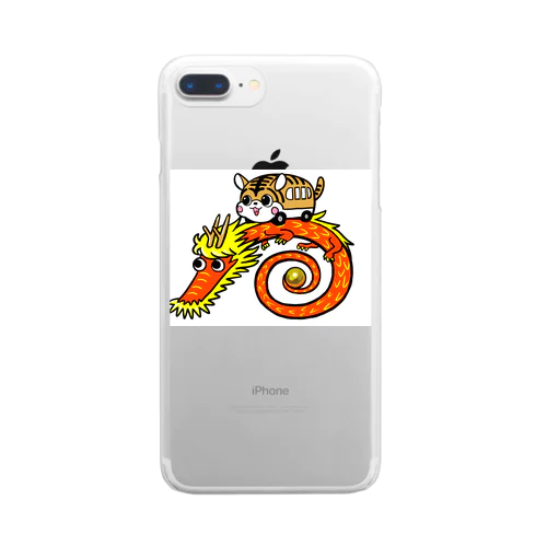 にゃんこバスと赤い龍 Clear Smartphone Case