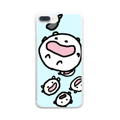 胴上げされるタニシとねこです Clear Smartphone Case