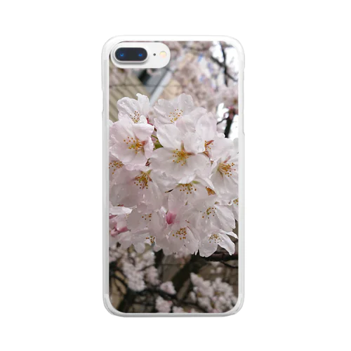 雨と桜 Clear Smartphone Case