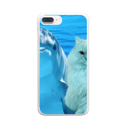 自分召し上がり猫（オーシャン） Clear Smartphone Case