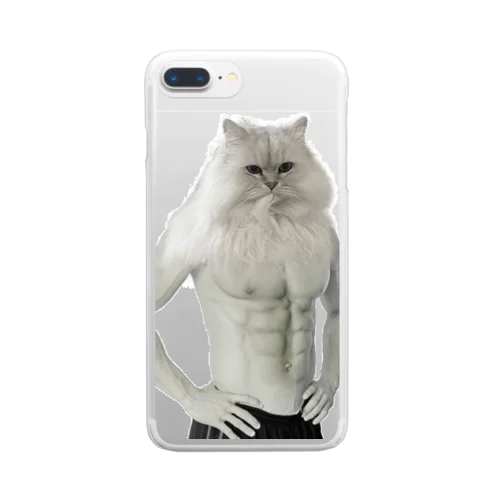 自分召し上がり猫（筋肉） Clear Smartphone Case