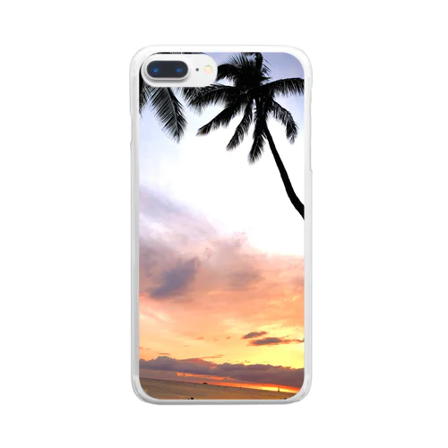 ヤシの木と夕日 第二弾 Clear Smartphone Case