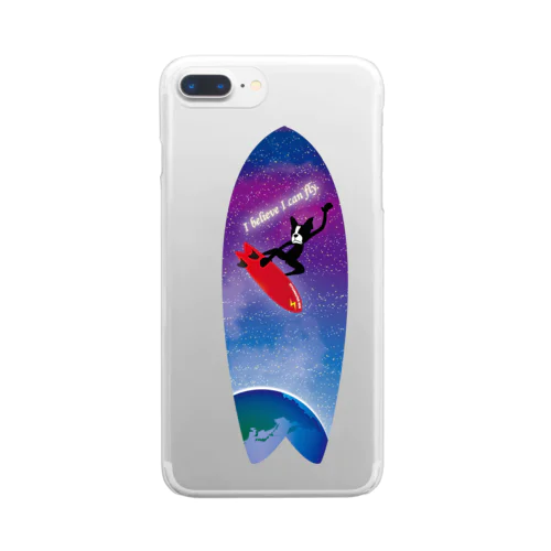 ボストンテリア サーフ I Believe I can fly Clear Smartphone Case