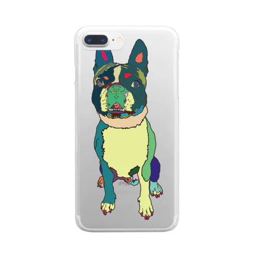 ボストンテリアのセブン君 Park a Holic Bostonterrier Clear Smartphone Case