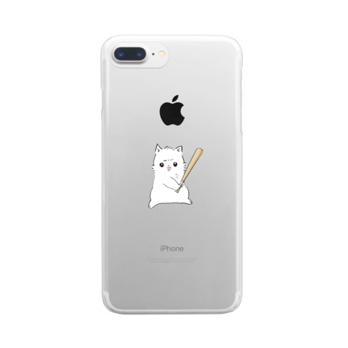 ホームラン猫 Clear Smartphone Case