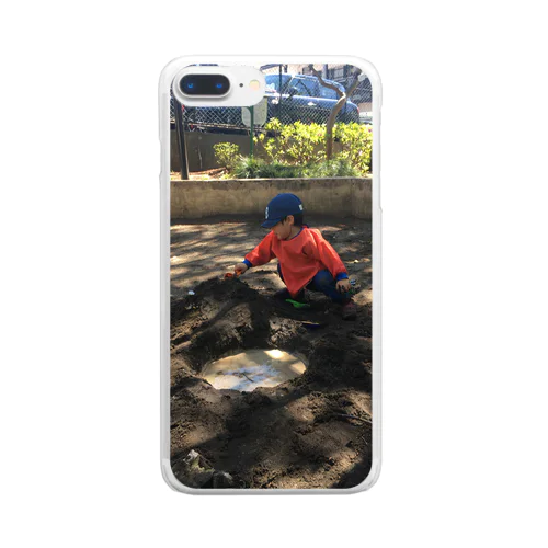 砂場遊びの男の子 Clear Smartphone Case