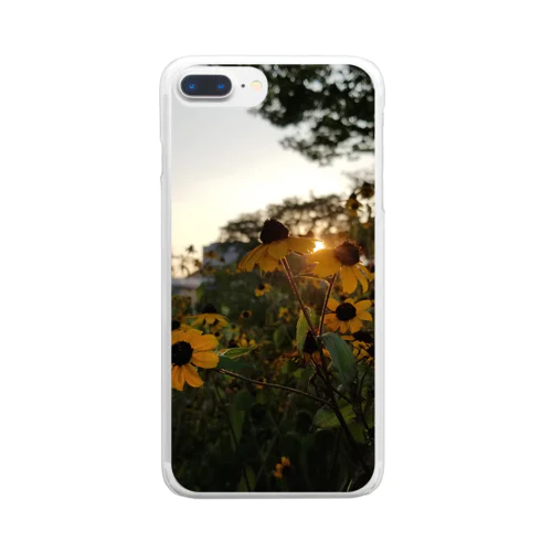 花と夕焼け Clear Smartphone Case