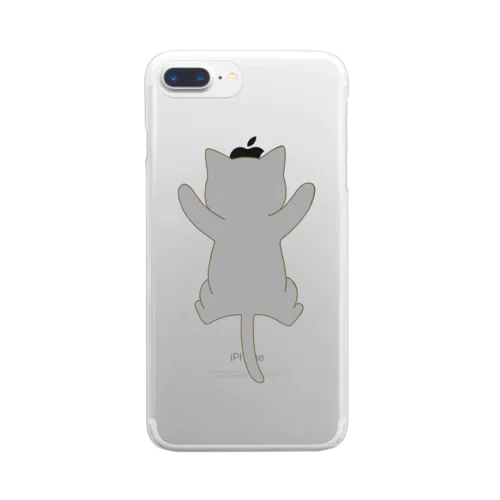 しがみつく灰色猫 Clear Smartphone Case