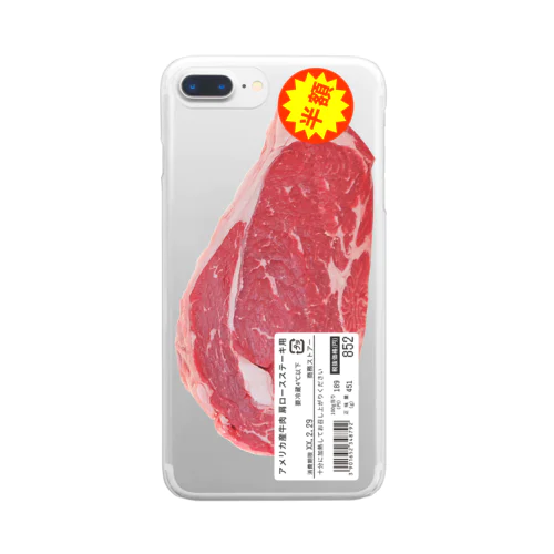 肩ロースステーキ肉パック風 スマホケース 半額シール版 Clear Smartphone Case