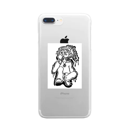 アイス女子（モノクロ） Clear Smartphone Case