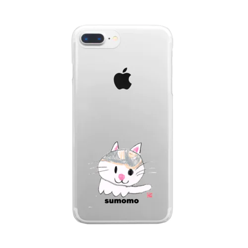 すもも猫クレヨンイラストS Clear Smartphone Case