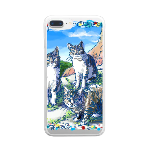 ミコノス島の山登り猫 Clear Smartphone Case