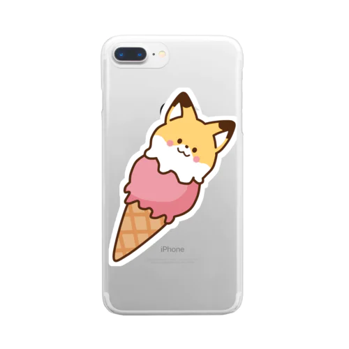 きつね ♡ アイス ver  Clear Smartphone Case