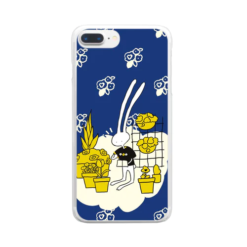 耳長太郎と水やり Clear Smartphone Case