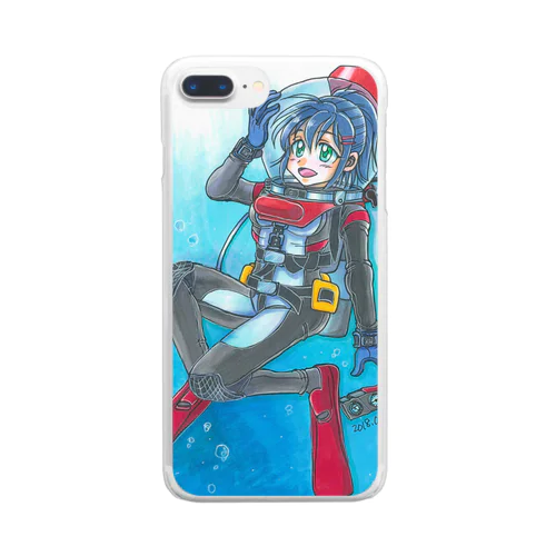 ダイビング娘さん Clear Smartphone Case