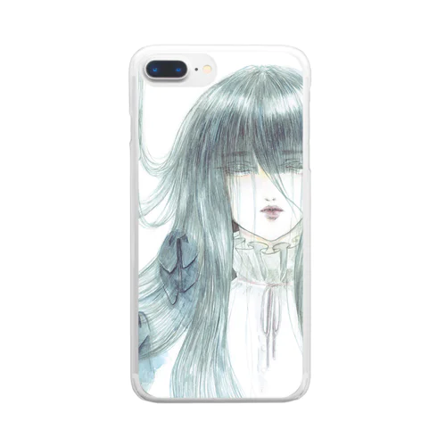 青いリボン Clear Smartphone Case