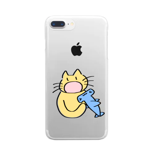 サメ食べねこ (カラー) Clear Smartphone Case