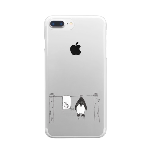 干されるペンギンさん Clear Smartphone Case