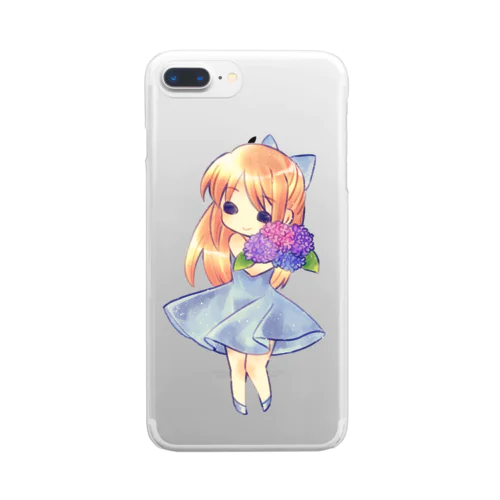 紫陽花と少女 Clear Smartphone Case