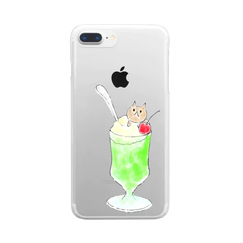 喫茶店のクリームソーダ（名古屋ネコ） Clear Smartphone Case