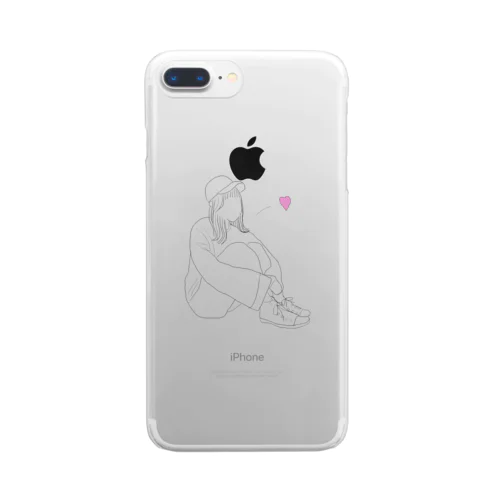 おすわりするおんなのこ Clear Smartphone Case