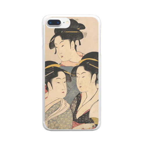 喜多川歌麿「三婦艶」美人画。 Clear Smartphone Case