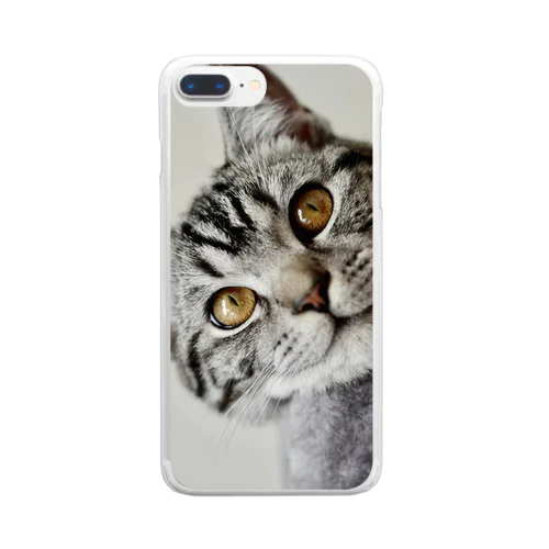 猫の笑顔に癒されて Clear Smartphone Case