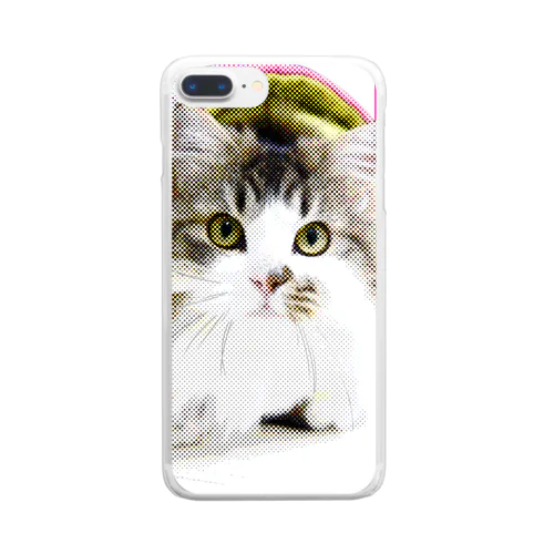 丸ドットモザイクピンクパーカー36CAT Clear Smartphone Case