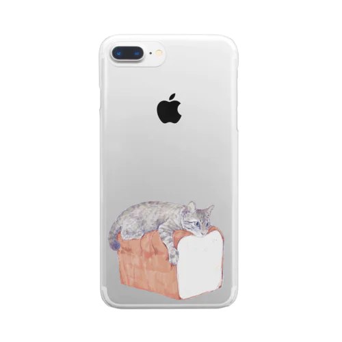 サバトラと高級食パン Clear Smartphone Case