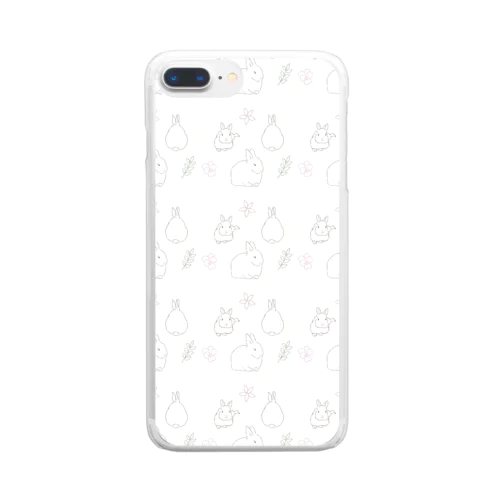 うさぎボタニカル Clear Smartphone Case