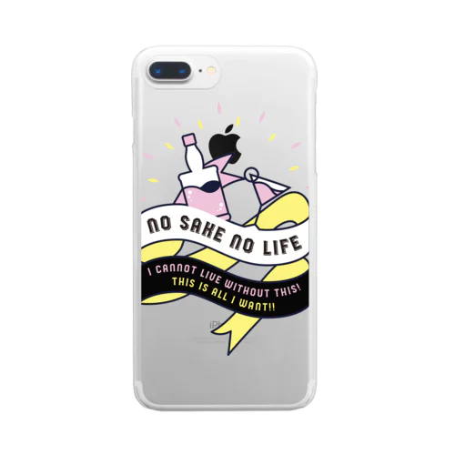 NO SAKE NO LIFE。 レトロな赤×黄 Clear Smartphone Case