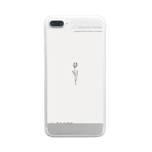 メッセージ＊線画チューリップ Clear Smartphone Case