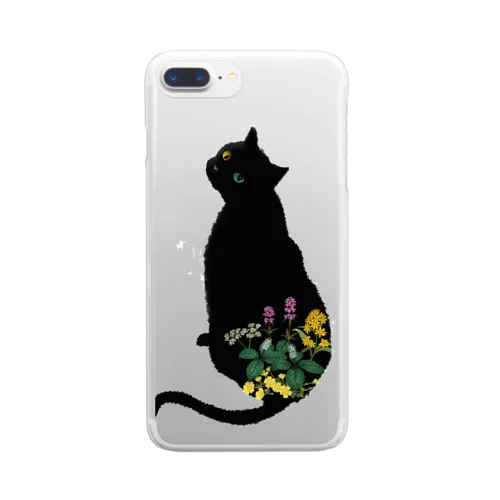 花と黒猫 Clear Smartphone Case