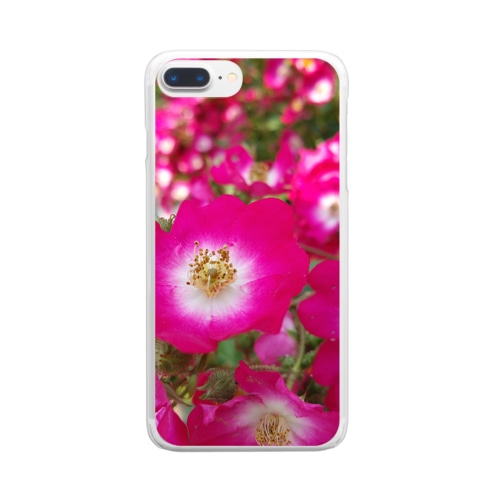 happy　pink　rose Clear Smartphone Case