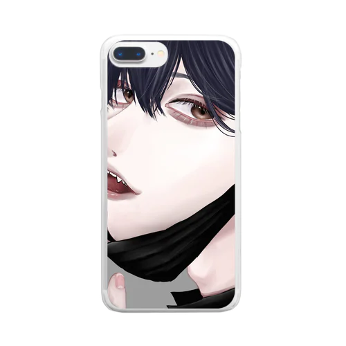 黒マスクの男の子 Clear Smartphone Case