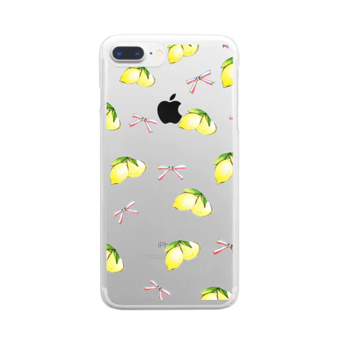 レモン × リボン Clear Smartphone Case