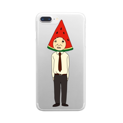 かぶりものおじさん[すいか] Clear Smartphone Case