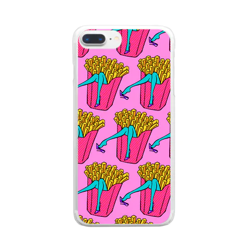 誘惑のフライドポテト🍟　ピンクAO / FRENCH FRIES GULTY PLEASURE Clear Smartphone Case