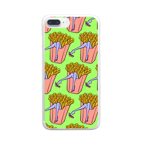 魅惑のフライドポテト🍟　GULTY PLEASURE FRENCH FRIES GREEN Clear Smartphone Case