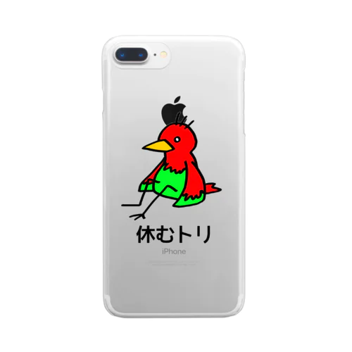 休むトリ Clear Smartphone Case