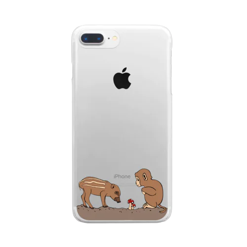 小猿と瓜坊ときのこ Clear Smartphone Case